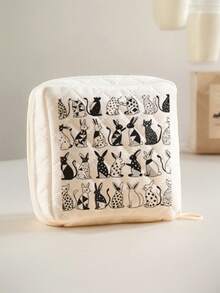 1 buah Tas Penyimpanan Pembalut Wanita Motif Quilted Orange & Rabbit, Kantong Organizer Tampon Mini dengan Resleting Portabel untuk Wanita, Anak Perempuan, dan Perjalanan Sehari-hari di Luar Ruangan. - MultiWarna - View 7