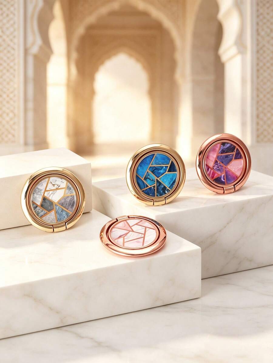 Dudukan Cincin Ponsel Resin Epoksi Motif Marmer, Penyangga Cincin Jari yang Dapat Diputar 360°, Braket Pegangan Ponsel Anti Jatuh Perekat Mandiri, Penopang Ponsel Meja Multifungsi, Aksesori Ponsel Portabel, Desain Pola Geometris Modis, Universal untuk Smartphone, Hadiah Ideal untuk Penggunaan Sehari-hari - MultiWarna - View 1