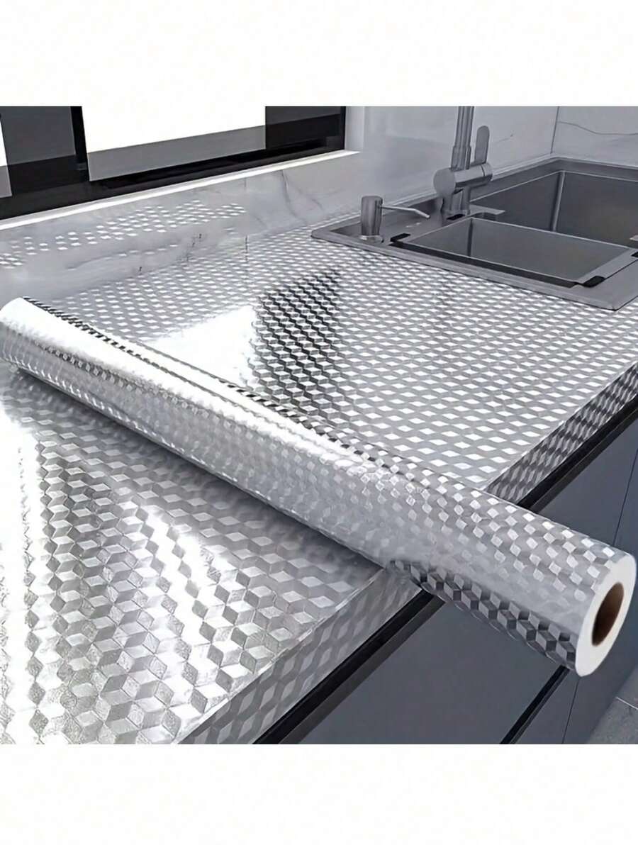1 Roll Waterproof & Oil-Proof Kitchen Sticker - Self-Adhesive Wallpaper, Heat Resistant, Self-Adhesive Wall Panel, Kitchen Splash Guard Liner For Drawers And Walls, Under Sink Drawer Liner, Wall Decoration, Home Wall Panel Wallpaper - View 1