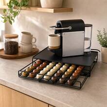29x31x7.2cm Coffee Iron Coffee Capsule Holder, Sliding Drawer Coffee Pod Organizer, Random Color - Coffee Brown - View 2