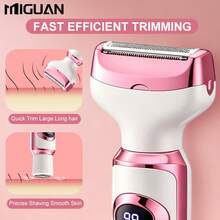 Barbeador Elétrico Feminino, Conjunto de Aparador Recarregável, Barbeador Elétrico Feminino Adequado para Rosto, Nariz, Pernas e Axilas, Aparador de Maiô Bikini Feminino para Uso a Seco e Úmido Indolor, Barbeador Portátil Recarregável, Capacidade da Bateria 500mAh - Visão 9