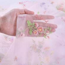 5pcs Pink Floral Gauze Table Runner 10ft Embroidery Tulle Spring Wildflower | Table Linen Seasonal Summer Butterfly Kitchen Dining Sheer Fabrics For Wedding Baby Shower Birthday Party Decoration - View 4