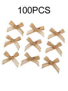 100pcs Mini Burlap Bows For DIY Crafts, Rustic Jute Ribbon Bows For Christmas Tree Wreath, Small Gift Wrapping Bowknots, Farmhouse Party Decor - 4.5cm X 4cm X 1cm - View 11