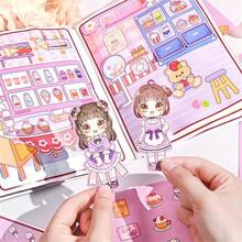 Girls DIY Paper Doll House No-Cut Daily Life Theme Quiet Book Stress Relief Squeeze Toy Interactive Handmade Toy Book Scrapbook Set - Multicolor - View 3