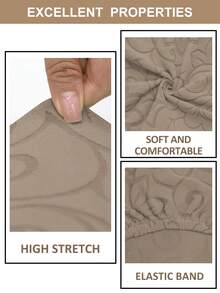2pcs/Set (Backrest Cover + Seat Cushion Cover) Solid Color Jacquard Split Office Chair Cover, Modern Style Elastic Polyester Split Office Chair Cover, Suitable For Office, Study, Home Use, All Seasons - Camel - View 4