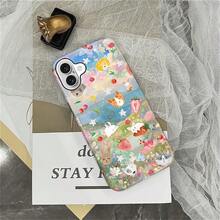 Case Compatible With IPhone 16, Hybrid 2-Layer Hard Shell Protection Case, Shockproof Protective Tough Phone Cover For IPhone 16, Rabbit Strawberry And Flower - 白色 - 查看 4