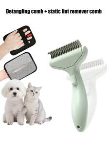 1pc Dog Magic Deshedding Brush, Suitable For Puppies And Adult Dogs, Floating Teeth Design With Stainless Steel Bristles And Polypropylene Body, Gentle Care For Sensitive Skin, Effectively Removes Shedding Hair, Suitable For Bathing - Multicolor - View 1