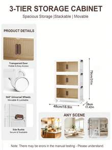 2/3/4/5 Layers Plastic Storage Bins With Lids Wide Extra Large Storage Cabinet, Collapsible Stackable Containers With Wheels, Foldable Organizer System For Closet, Bathroom, Home, Office, Dorm - White - View 12