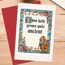 1 Greeting Card And 1 Envelope, 1 Humorous Greeting Card, Suitable For Friends To Joke About Their Age With Medieval Style Illustrations, Used For Lighthearted Sharing Of Life Moments - Sets - View 2