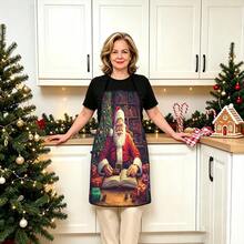 1pc Christmas Santa, Christmas Bell, Christmas Snowflake, Christmas Reindeer, Christmas Tree, Christmas Snowman, Christmas Penguin, Christmas Cartoon Animal Pattern Chef Apron, Apron, Suitable For Home Decor And Kitchen Use. Made Of 100% Polyester Material, Designed As Sleeveless Style, Perfect For Home Kitchen, Outdoor BBQ Cooking. This Printed Apron Is Unisex, Machine Washable And Reusable, An Essential Kitchen Item - Multicolor - View 1
