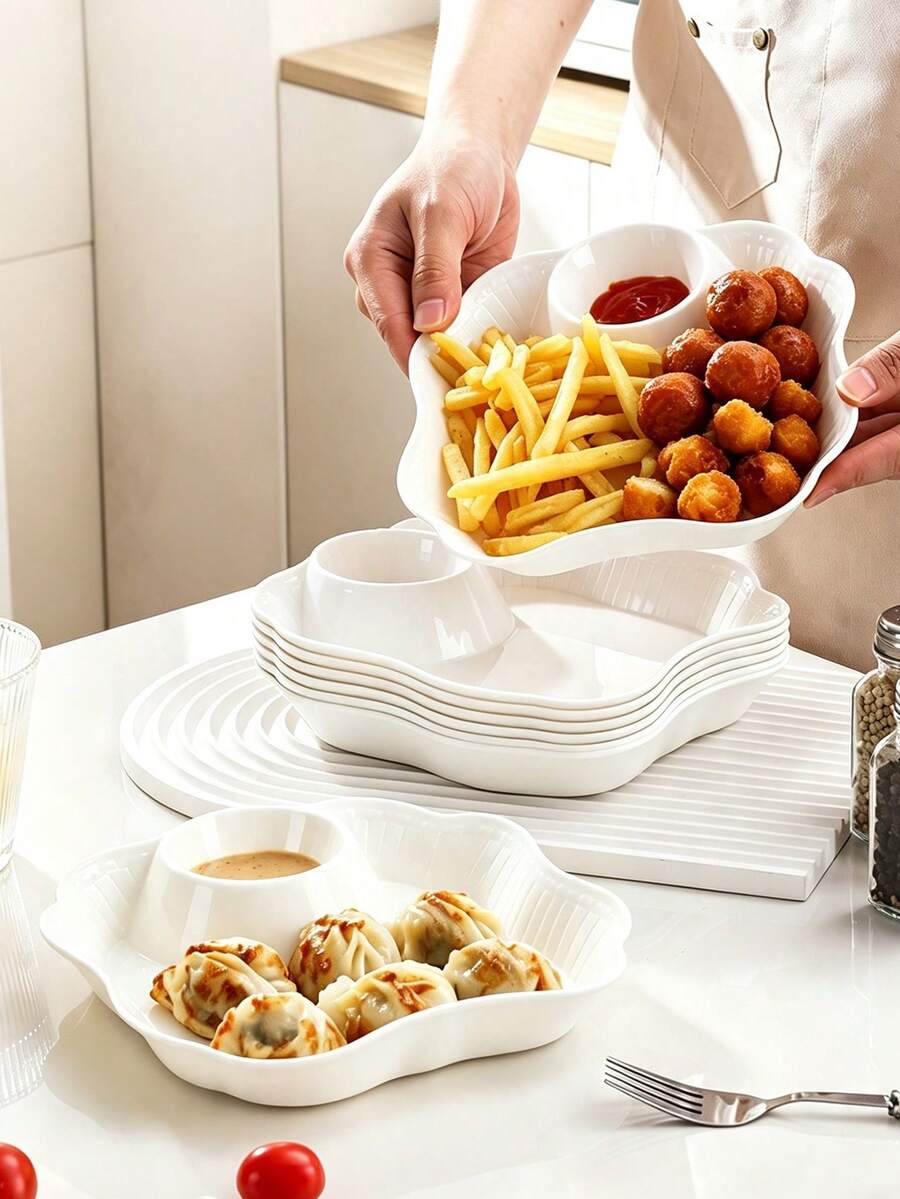 1件/2件/4件 正方形塑膠沾醬碟,適用於水果、餃子、薯條、壽司等,適用於居家、餐廳、派對、學校、禮品 - 白色 - 查看 1