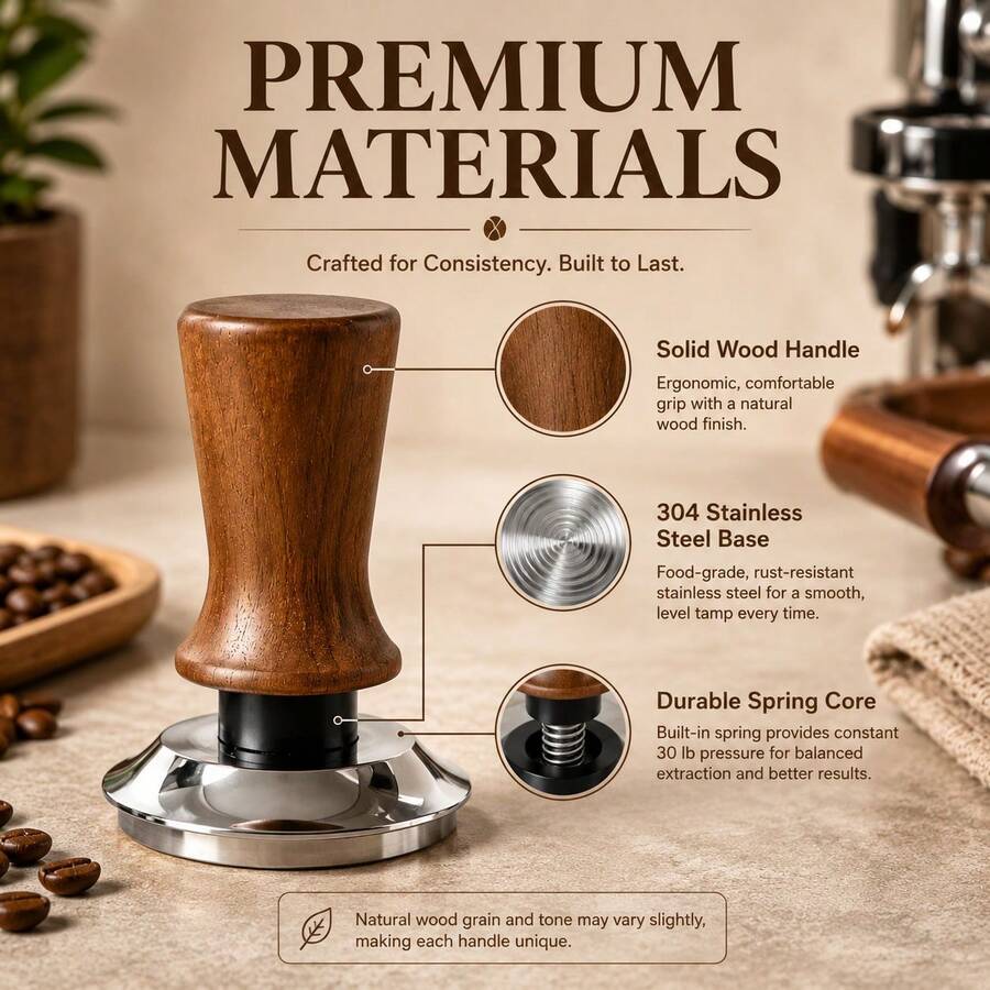51mm/58mm Espresso Manual Tamper - Stainless Steel Rippled Base Constant Pressure Spring Tamper With Auto-Leveling Function, Espresso Accessories, Leveling Spring Tamper, Professional Coffee Equipment - Multicolor - View 1