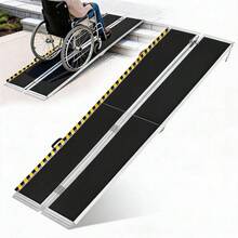 Aluminum Wheelchair Ramp | Portable Folding Ramp for Stairs & Cars | 800 lbs Capacity | Non-Slip Surface for Scooters, Doorways & Home Steps - Plegable de 8 pies - Ver 1