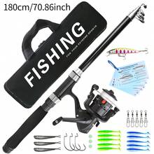 KecchKrezing Collapsible Telescopic Straight Handle Fishing Rod Set, Complete Fishing Tackle With Hard Baits, Soft Baits And Hooks Combination, Beginner Lake And River Bank Fishing Gear, With Carrying Storage Bag - Black - View 8