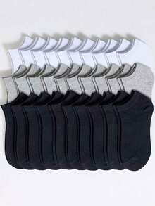 5/10/15/20/30 Pairs Men's Solid Color Boat Socks, Sweat-Absorbent Breathable Comfortable Invisible Socks, Men's Boat Socks, Women's Short Socks, Student Socks, Back To School Season, Adult Socks, Short Socks, Mid-Calf Socks, Invisible Ankle Socks, Comfortable Breathable, Summer Socks, Thin Socks, Women's Socks, Suitable For Home And Travel Use - White - View 2