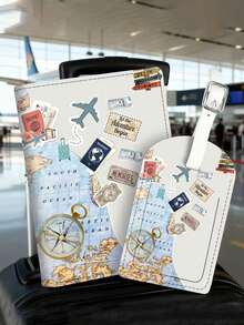 Travel Airplane World Map Passport Camera Pattern Passport Holder Luggage Tag, Lightweight PU Material, Suitable For Travel Bags, Backpacks, Gym Bags, Cruises, Fashion Accessories, Unisex, Fun Design, Can Be Used As Luggage Identification Tag, Boarding Pass, Etc., Essential For Travel And Business Trips, Suitable For Women, College Students, White-Collar Workers, Travelers And Adventure Enthusiasts, Perfect Gift For Christmas, Easter, Back To School Season, Valentine's Day. - Multicolor - View 7