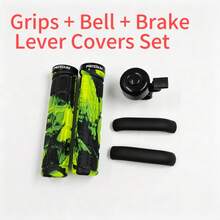 MOTSUV Set Bicycle Handlebar Rubber Soft Comfortable Grip Anti-Slip + Bell + Brake Cover - Multicolor - View 10