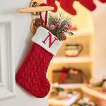 1 pieza Calcetín navideño de punto con alfabeto, decoración de árbol de Navidad, bolsa de regalo de caramelo con bordado de calcetín, bolsa de regalo de calcetín navideño con alfabeto, adecuado para decoración del hogar en invierno y celebraciones festivas, fiestas festivas, fiestas de Navidad, decoración de Halloween, decoración de vacaciones, decoración festiva, regalos de fiesta, decoración divertida para fiestas de Navidad, vacaciones de Navidad, Feliz Año Nuevo, decoraciones navideñas, opción perfecta de regalo de Navidad para amigos - Multicolor - Ver 13