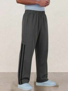 1pc Boys' Comfortable Sports Side Stripe Versatile Loose Casual Long Pants - Dark Grey - View 4
