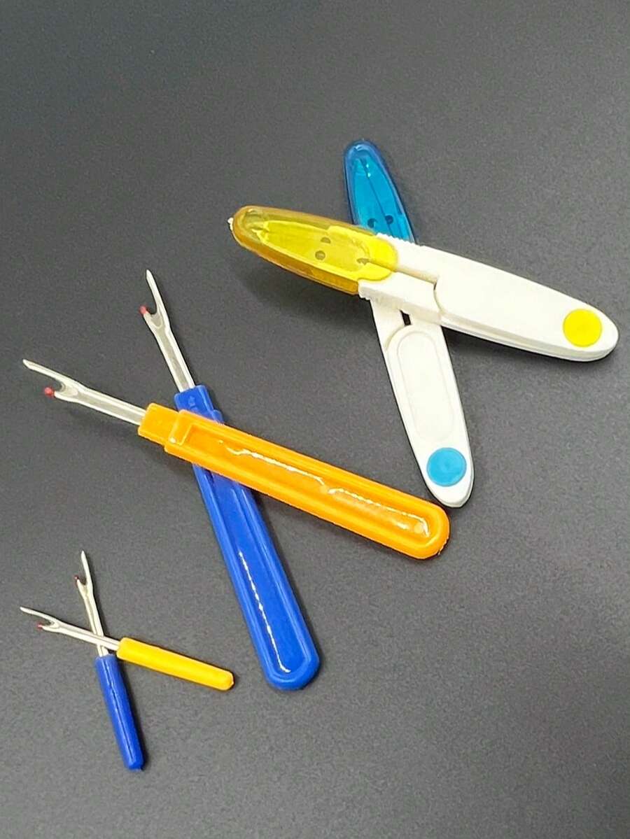6件組專業十字繡剪刀、拆線器+縫紉剪刀套組,多功能縫紉工具,適用於刺繡、鑽石畫、衣物縫製與拆線 - 拆線器六件套裝 - 查看 1