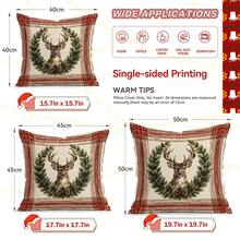 4pcs Vintage Plaid Deer Christmas Pattern Pillow Covers, Single-Sided Printed Pillow Covers, Suitable For Living Room, Bedroom, Home Decor, All Season Pillow Covers - Multicolor - View 3