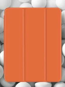 1件透明壓克力三折式橘色平板保護殼，相容 iPad Mini6/Mini7/Air/Air2/9.7/10.2/10.5/10.9 (Air4-Air8)/Pro 11/10th Gen/A16/Pro 11 2024，翻蓋平板保護套，透明壓克力背殼，三折支架，睡眠/喚醒功能，內置筆槽，不含筆，部分機型附相機框 - 橘色 - 查看 3
