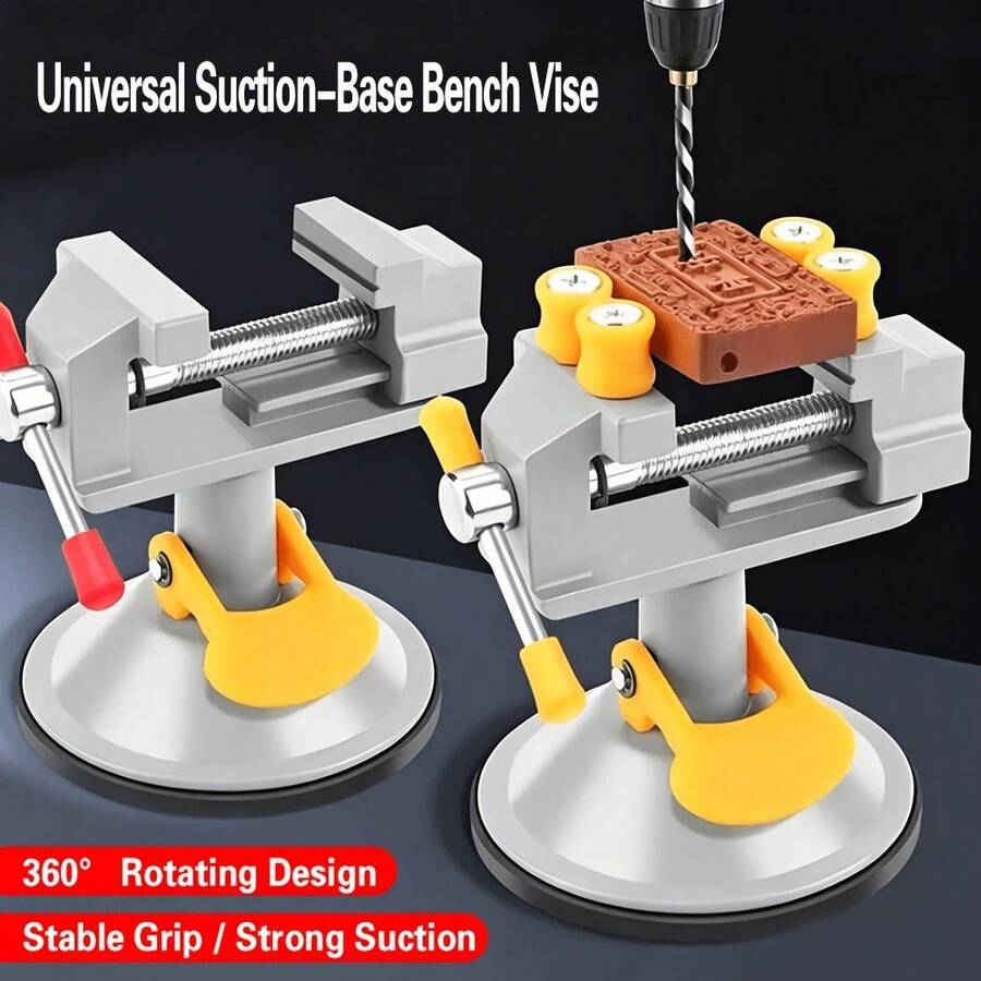 2pcs Mini Table Vise Set: Durable And Stable Suction Cup Design, 360° Rotation, Compact Desktop Clamp, With Precision Adjustment Knob, Ergonomic Design - Multicolour - View 1