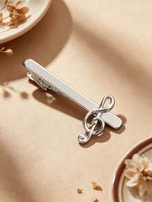1pc Men's Silver Treble Clef Tie Clip, Exquisite Metal Tie Clip, Business Formal Suit Accessory Gift - Multicolor - View 4