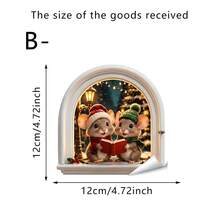 1pc Christmas Little Mice Arched Window Vinyl Decals, Mouse In Santa Hats And Knit Scarves Patterns Matched With Mini Train, Gift Boxes And Wreath Details. Self-Adhesive Vinyl Stickers For Family Xmas Party Home Decor. - Multicolor - View 10
