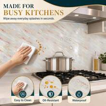 1 Roll Yellow Marble Wallpaper Marble Pattern Renovation Sticker Thickened Version Extra Thick Wallpaper Kitchen Oil-Proof Sticker Heat-Resistant Waterproof Moisture-Proof Mold-Proof Stove Self-Adhesive Wallpaper Tile Wall Cabinet Desktop Renovation Yellow Faux Marble Film Sticker Wall Sticker Home Decor Sticker Winter Decoration Renovation Sticker - Pattern - View 7