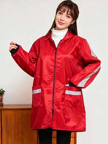 Hooded Waterproof Apron, Practical Minimalist Panda Print Design, Windproof And Oil-Resistant, Reflective Strip For Safety, Suitable For Cooking, Cycling, And Daily Chores! - Women's Raincoat - View 5