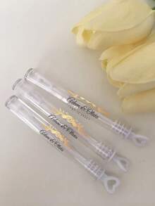 45件婚禮泡泡管標籤，個性化婚禮標籤，婚禮貼紙客製化，泡泡棒標籤透明，泡泡婚禮標籤，泡泡派對 - 彩色 - 查看 2