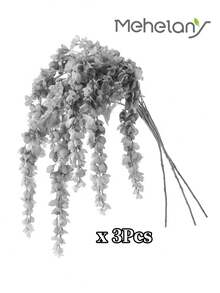MEHELANY 3/1件裝紫色紫藤人造花，113cm仿真紫藤花串掛飾植物，適用於居家、婚禮、派對裝飾、落地花瓶、陽台、婚禮布置、窗戶掛飾、室內客廳牆面裝飾、戶外婚禮拱門、新娘花束裝飾 - 紫色 - 查看 7