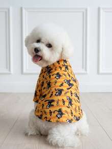 LUCKIE PAL 1pc Halloween Skeleton Dark Kitten Animal Print Cute Casual Fashion Pet Shirt With Buttons, Suitable For Cats And Dogs, Indoor And Outdoor - Multicolor - View 5