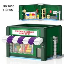 418PCS Retro Architecture Baseball Card Store Building Set,Small Particle Building Blocks,Stree View Construction Toys MOC Bricks Mini Shop Model Assembly Toys,Store Decorative Items,Gifts Set(BAG Package) - Multicolor - View 7