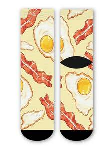 Cool 360° Printed Men's Socks - Streetwear Socks,Pizza Feast,Food Pattern,Fun Cuisine,Colorful,Funny Socks, Fit Daily, Holiday & Party Occasions - Yellow - View 5