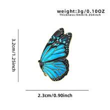 1pc Gold Trim Realistic Butterfly Enamel Pin, Blue Morpho Delft Blue Floral Monarch Butterfly Lapel Pin, Metal Pin For Jackets Bags, Art Lover Gift - Multicolor - View 10