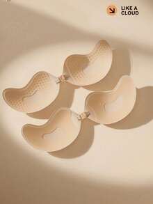 2 Pairs Seamless Invisible Push-Up Strapless Backless Front-Closure Self-Adhesive Silicone Breast Pads For Women (Black + Apricot) - Multicolor - View 8