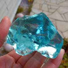 1pc - Bohemian Style Blue Andara Volcanic Glass Crystal - Raw Rough Stone, Suitable For DIY Handmade Single Atom Glass Beads, Cabochon Gemstones And Jewelry Making, Crystal Meditation Stone (Artificial Glass Mineral) - Baby Blue - View 16
