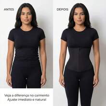 Cinta Compressão Reduz Barriga Afina Cintura Respirável Microfuros - Respirável - Visão 4