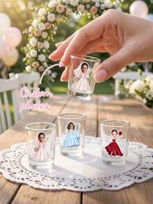 36/64/132pcs Personalized Wedding Bride Stickers, Custom Photo,Bride Face Shot Glasses Stickers,Bachelorette Party Cups Stickers Favors - Multicolor - View 12