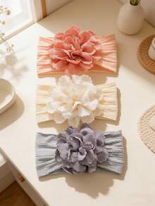 Multi-Pack Multi-Color Baby Headbands With 3D Large Flower Design, Soft And Elastic, Breathable, Suitable For All Seasons, Great Gift, Perfect For Photos - Multicolor - View 2