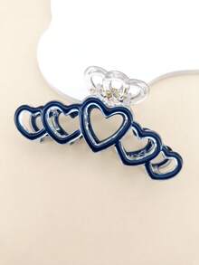 2pcs/Bag Solid Color Casual Oil-Drip Heart Ribbon ABS Plastic (ABS Resin) Hair Claw Clips Suitable For Daily Wear - Multicolor - View 2