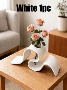 2/1pc Creative Ribbon-Shaped Dried Flower Holder, Minimalist Decorative Vase, Curved Vase Ornament. Unique Geometric Tabletop Decor (Fresh Flowers Not Included). Suitable For Home, Office, Living Room Decoration And Wedding Arrangement. - Multi-color - View 17