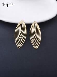 10pcs Oval Light Golden Hollow Leaf Charms Pendant Women's Fashion Tassel Earrings DIY Versatile Jewelry Decoration - C8987 - View 22