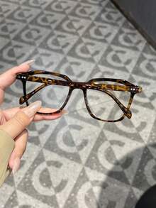 1pc Women's Polygon Glasses, Bohemian Style Glasses Accessory, Light Glasses, Y2K Leopard Print Fashion Glasses, Suitable For Daily Life, Reading, Phone, Computer, Back To School - A - View 3