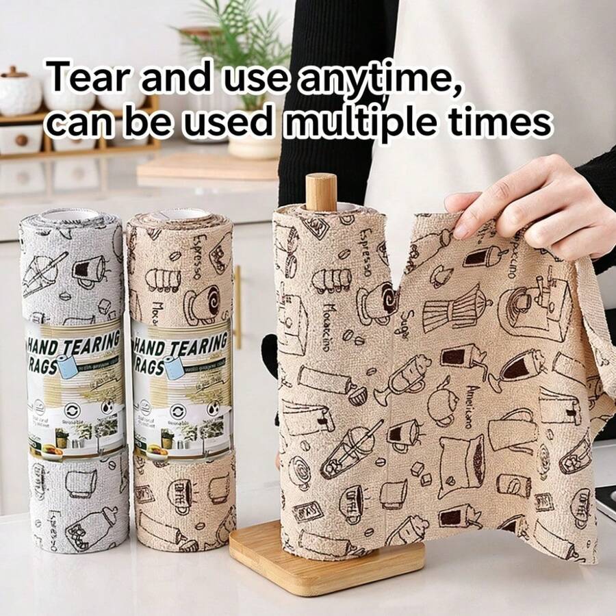 1pc Thickened Absorbent Lint-Free Microfiber Kitchen Towel Roll For Cleaning - Multicolor - View 1