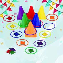 Outdoor Group Activity Throwing Game Kit, Colorful Agility Cones, Throw Rings And Bean Bags, Backyard Carnival Corporate Team Building Birthday Party Interactive Sports Supplies For Adults - Multicolor - View 1