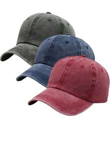 1/3pcs Women's Vintage Washed Neutral Color Baseball Cap, Adjustable Sports Hat, Casual Style, Durable, Buckle Design, Suitable For Daily Wear - Multicolor - View 14