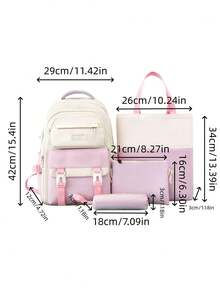 Balo học sinh 2026 phối màu dễ thương, nhiều ngăn, bằng nylon, combo balo đựng laptop - Nhiều màu - Xem 6